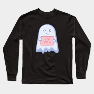 Cute ghost with I love you sign Long Sleeve T-Shirt